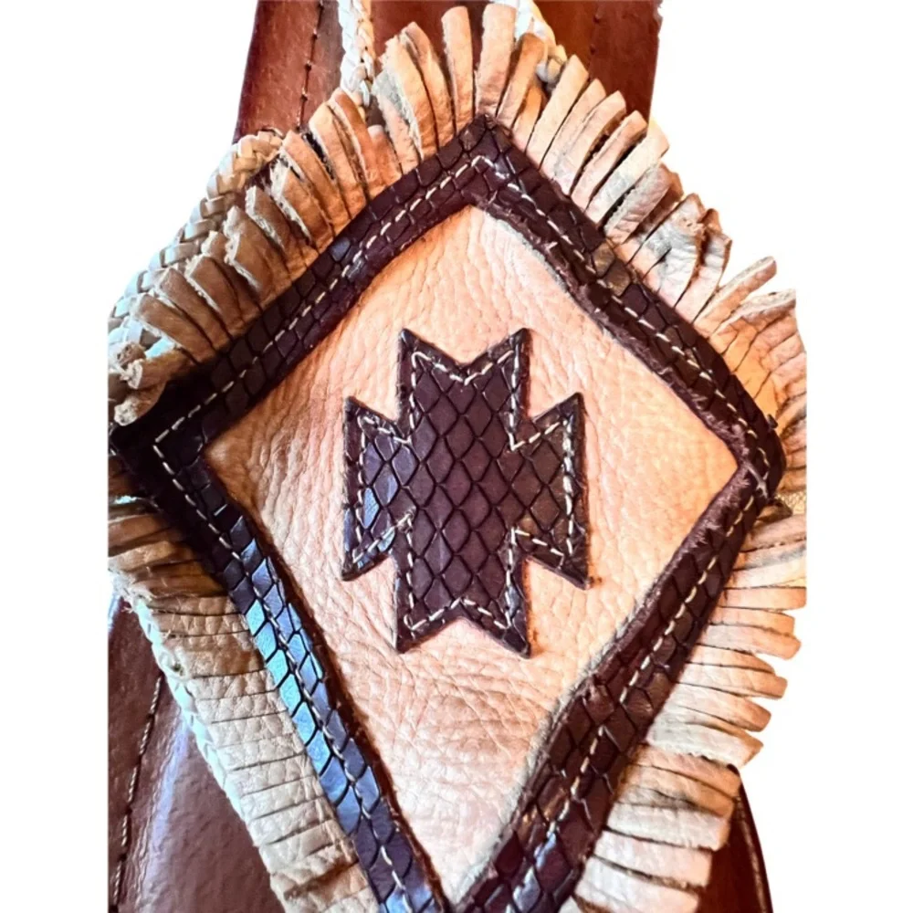 Free People Matisse Bronte Sandals Leather Lace Up Boho Western Fringe - Picture 5 of 13